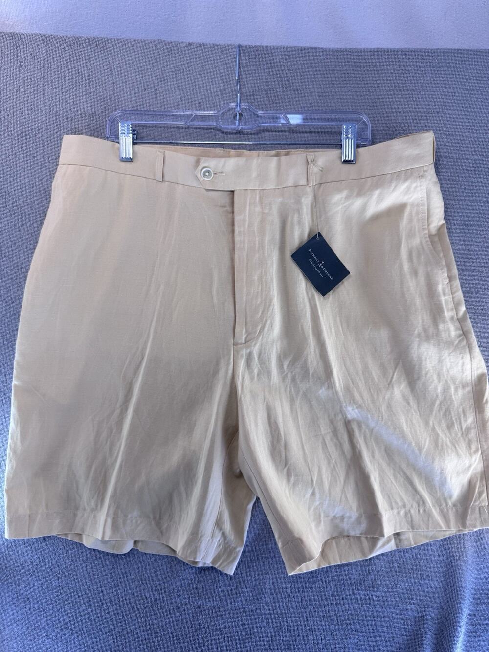 Fairway & Greene Shorts Men’s 40 Yellow Silk Linen Golf Flat Front NWT